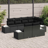 Garden Sofa Set with Cushion 7 pcs Black Poly Rattan - Side View
