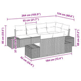 Garden Sofa Set with Cushion 7 pcs Black Poly Rattan