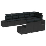 Garden Sofa Set with Cushion 8 pcs Black Poly Rattan