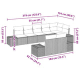 Garden Sofa Set with Cushion 8 pcs Black Poly rattan - Low Angle