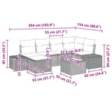 Garden Sofa Set with Cushion 7 pcs Black Poly Rattan - Extra Image