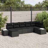 Garden Sofa Set with Cushion 7 pcs Black Poly Rattan