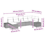 Garden Sofa Set with Cushion 7 pcs Black Poly Rattan - Extra Image