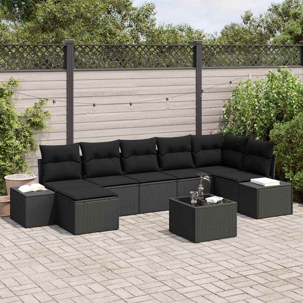 Garden Sofa Set 8 pcs Black Poly Rattan