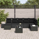Garden Sofa Set with Cushion 8 pcs Black Poly Rattan - Side View