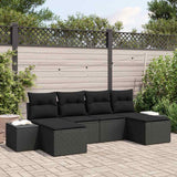 Garden Sofa Set with Cushion 6 pcs Black Poly Rattan
