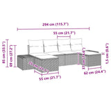 Garden Sofa Set with Cushion 6 pcs Black Poly Rattan