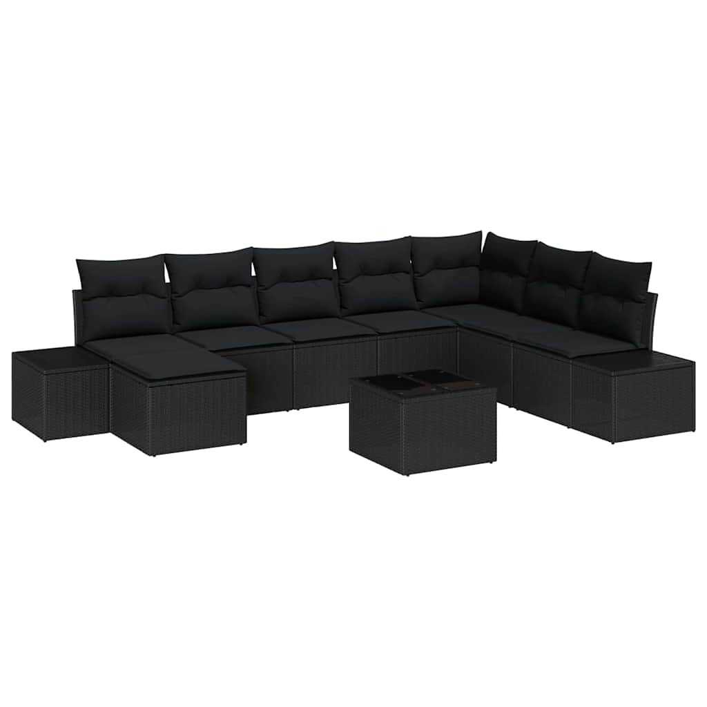 Garden Sofa Set with Cushion 9 pcs Poly Rattan
