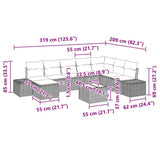 Garden Sofa Set with Cushion 9 pcs Poly Rattan