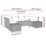 Garden Sofa Set with Cushion 6 pcs Black Poly Rattan