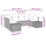 Garden Sofa Set with Cushion 6 pcs Black Poly Rattan - Low Angle