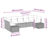 Garden Sofa Set with Cushion 7 pcs Black Poly Rattan - Low Angle