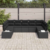 Garden Sofa Set with Cushion 9 pcs Black Poly Rattan - Side View