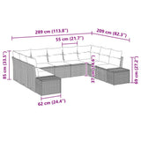 Garden Sofa Set with Cushion 9 pcs Black Poly Rattan