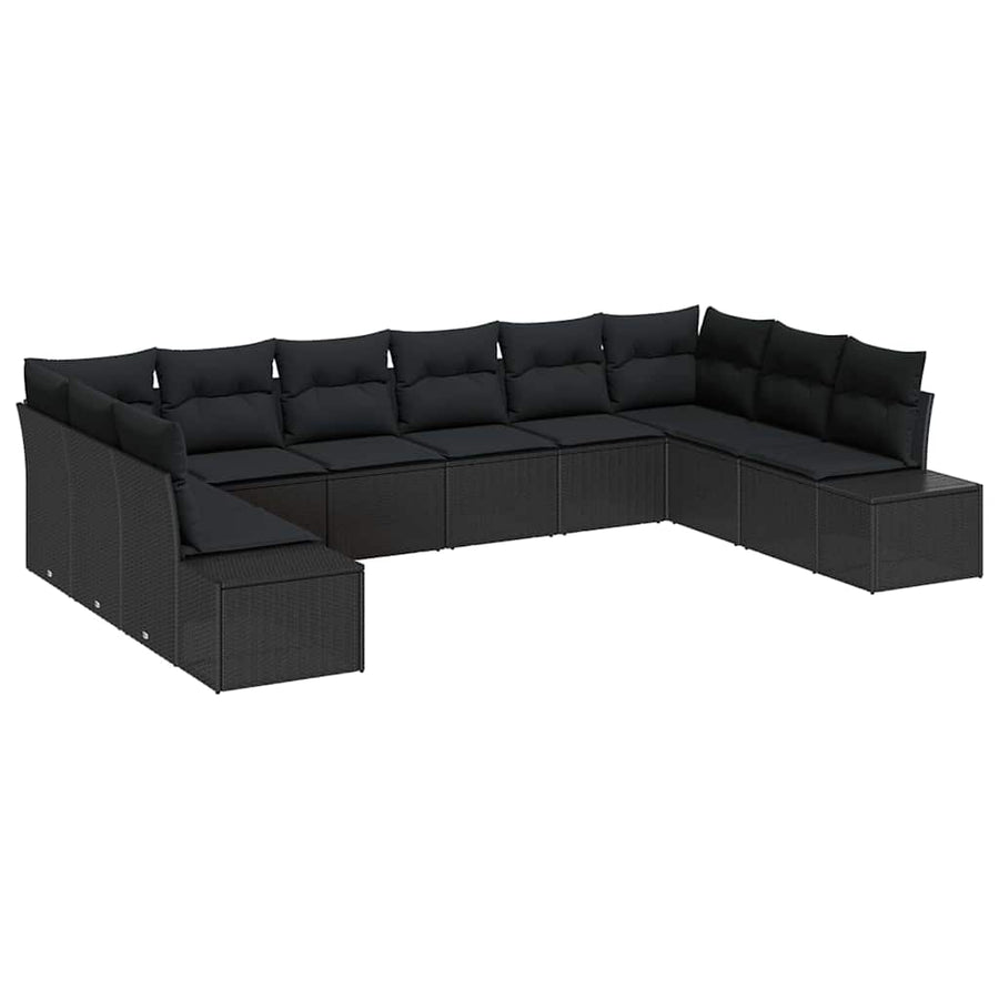 Garden Sofa Set 10 pcs Black Poly Rattan