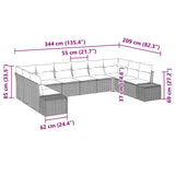 Garden Sofa Set with Cushion 10 pcs Black Poly Rattan - Low Angle
