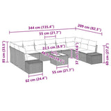 Garden Sofa Set with Cushion 11 pcs Black Poly Rattan