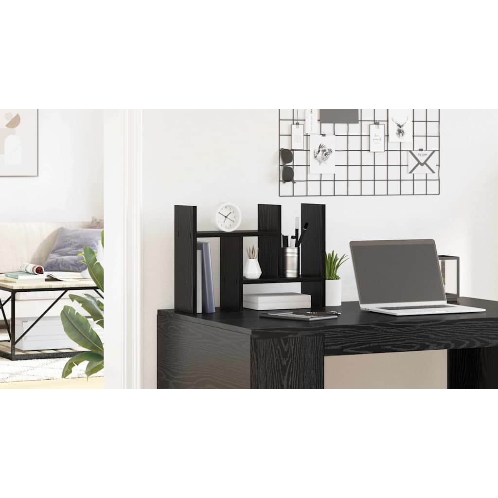 Desk Organiser Black Oak 50 x 15,5 x 35,5 cm Engineered Wood