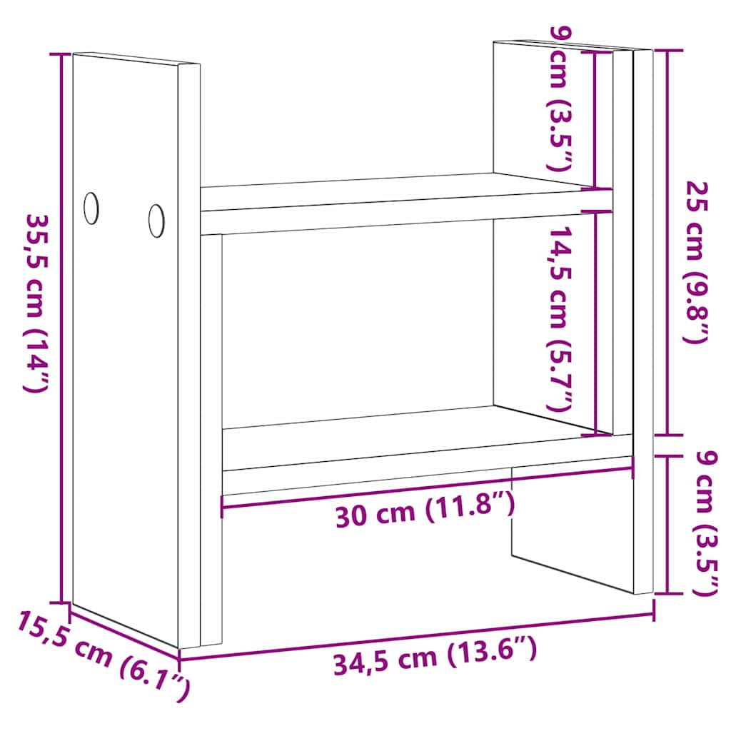 Desk Organiser Black Oak 50 x 15,5 x 35,5 cm Engineered Wood