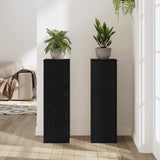 Plant Stand 2 pcs Black oak 25 x 25 x 80 cm Engineered Wood - Top-Down View