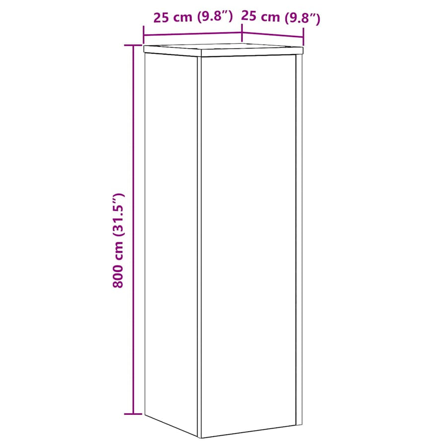 Plant Stand 2 pcs Black Oak 25 x 25 x 80 cm Engineered Wood