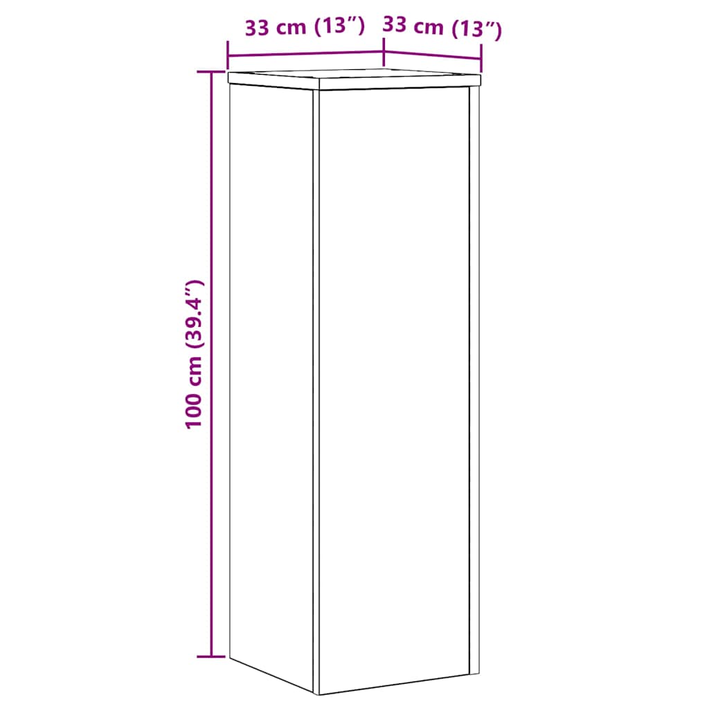 Plant Stand Black Oak 33 x 33 x 100 cm Engineered wood