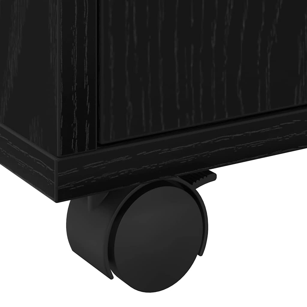 Cabinet with Shelf with Wheel Black Oak 60 x 48 x 74.5 cm