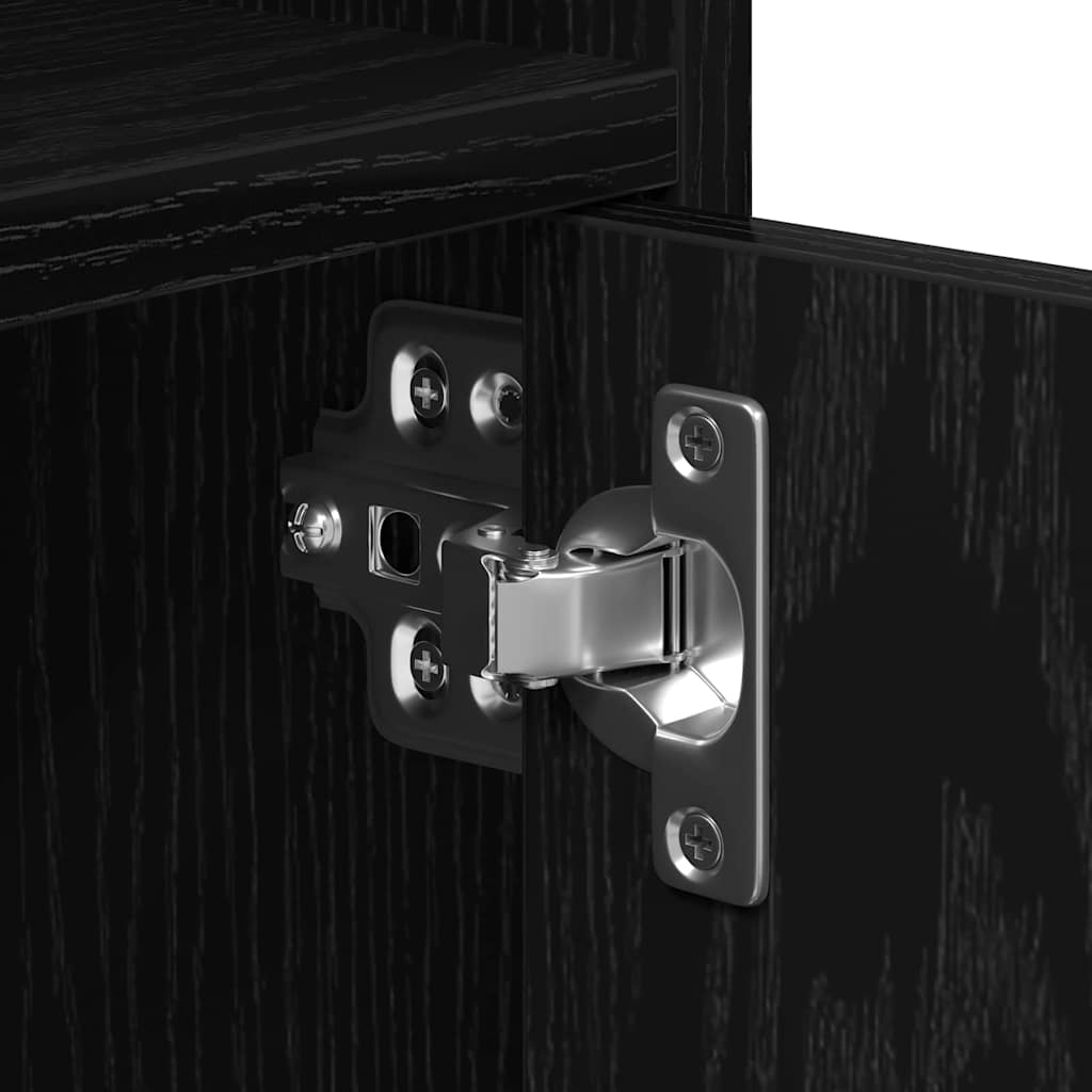 Cabinet with Shelf with Wheel Black Oak 60 x 48 x 74.5 cm