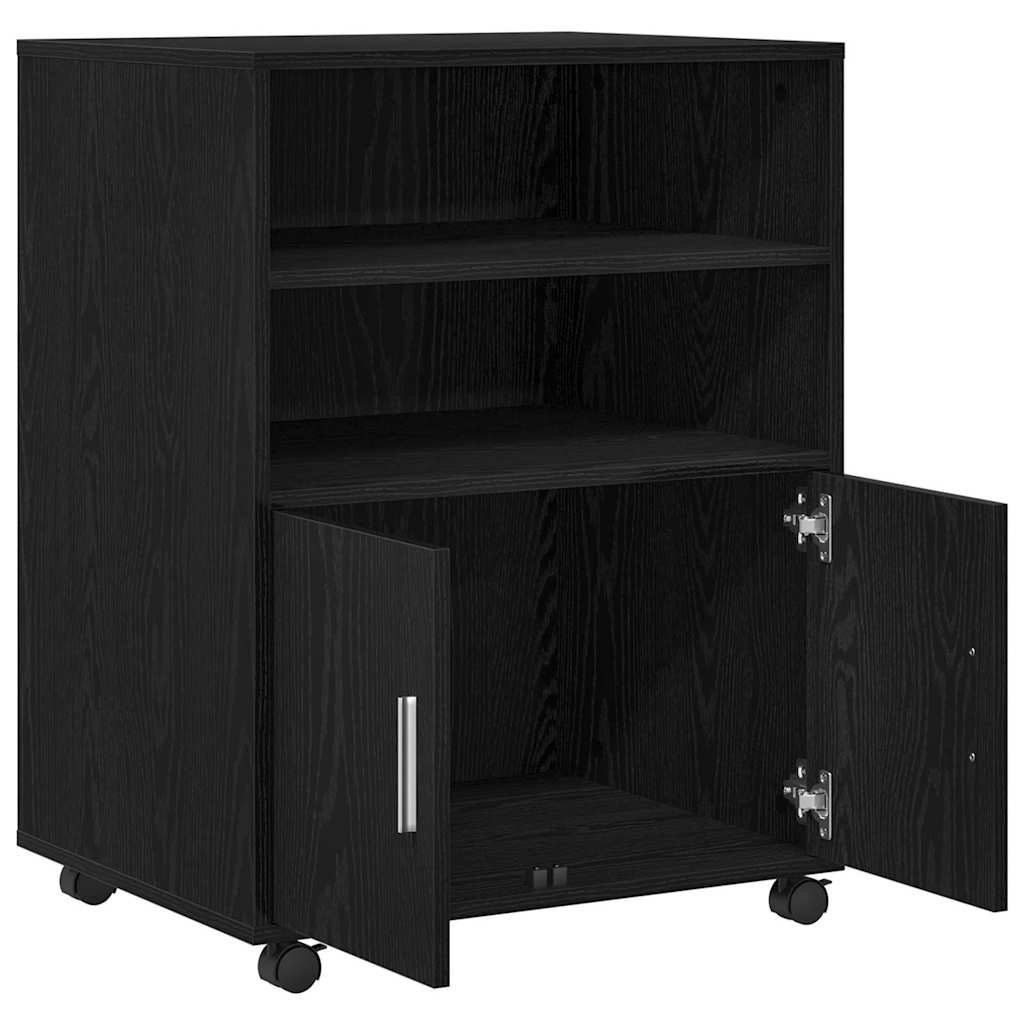 Cabinet with Shelf with Wheel Black Oak 60 x 48 x 74.5 cm