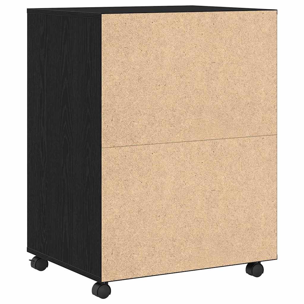 Cabinet with Shelf with Wheel Black Oak 60 x 48 x 74.5 cm