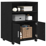Cabinet with Shelf with Wheel Black Oak 60 x 48 x 74.5 cm - Side View