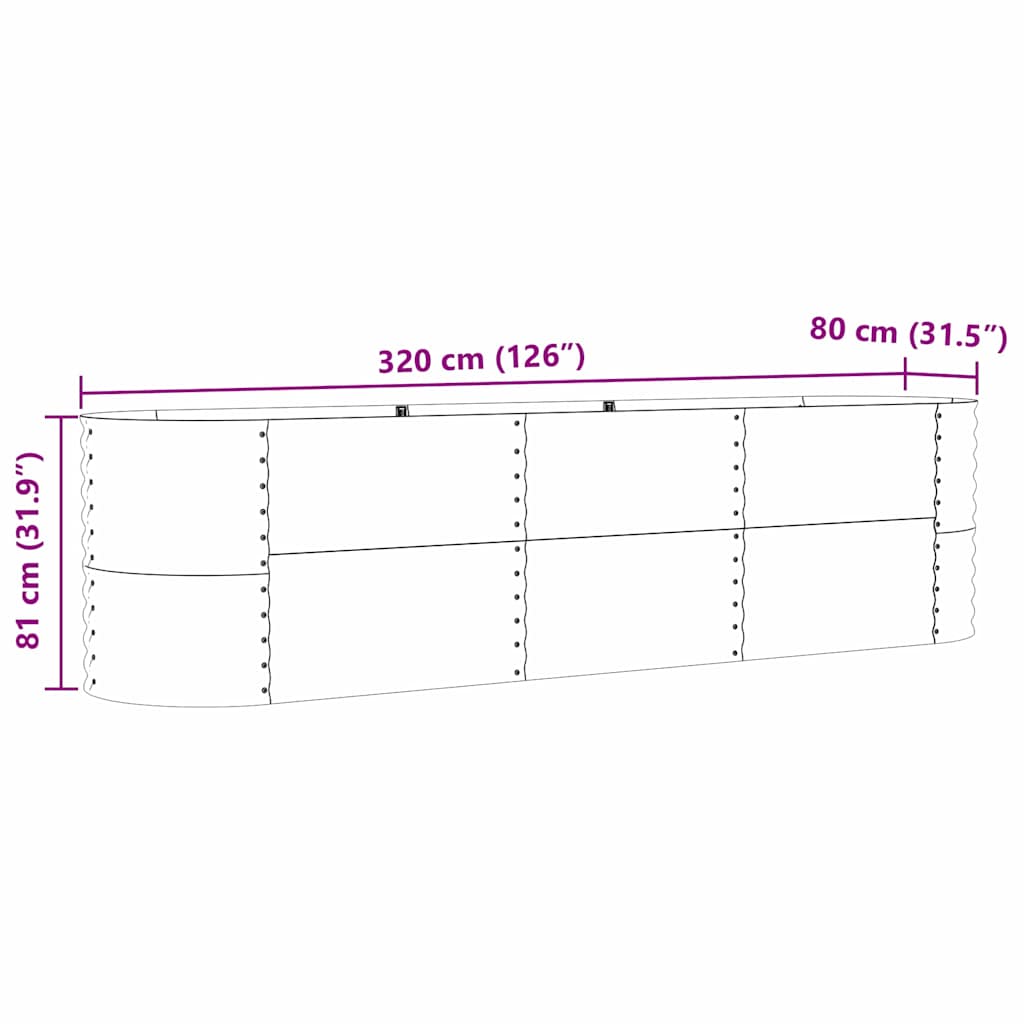 Raised Bed Green 320 x 80 x 81 cm Steel