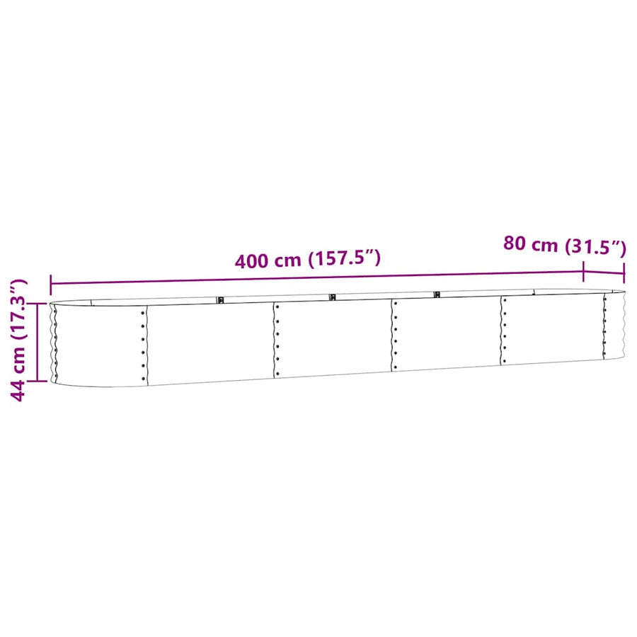 Raised Bed Brown 400 x 80 x 44 cm Steel
