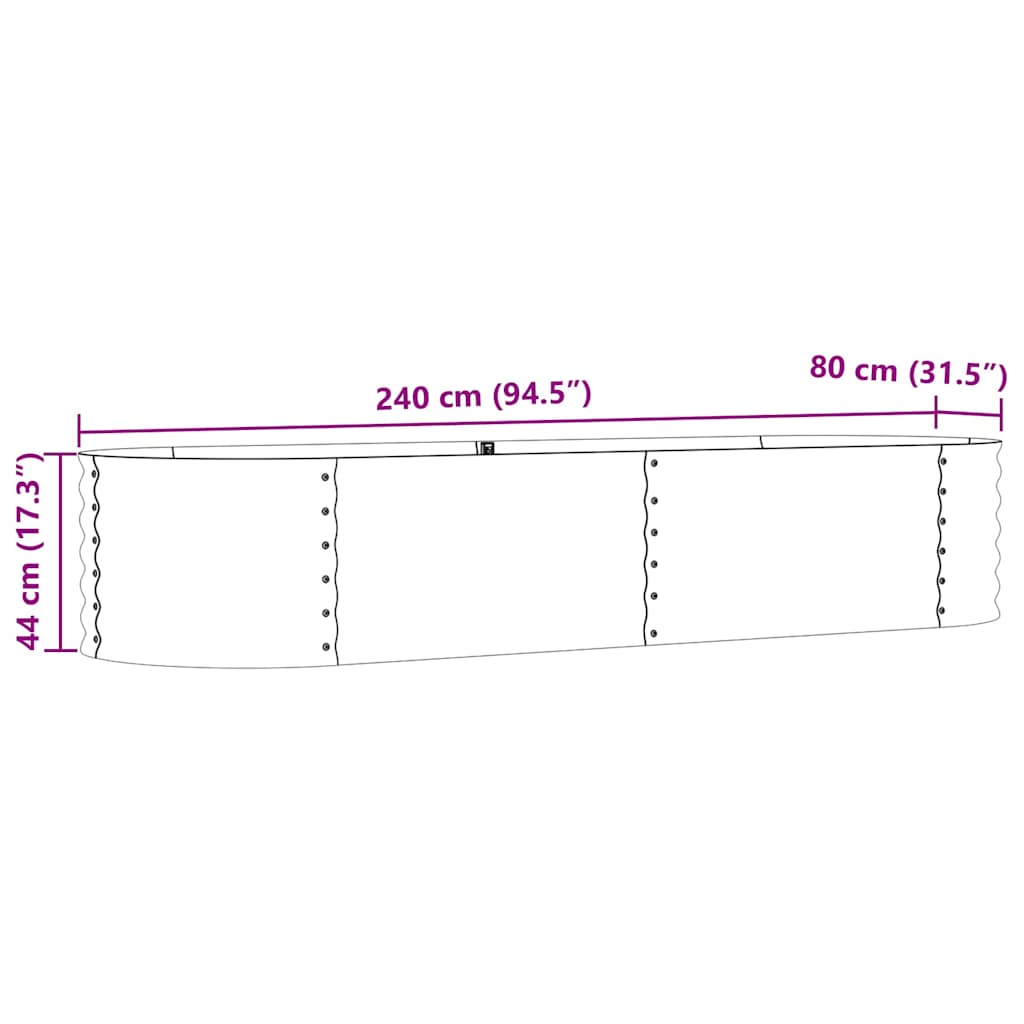 Raised Bed Brown 240 x 80 x 44 cm Steel