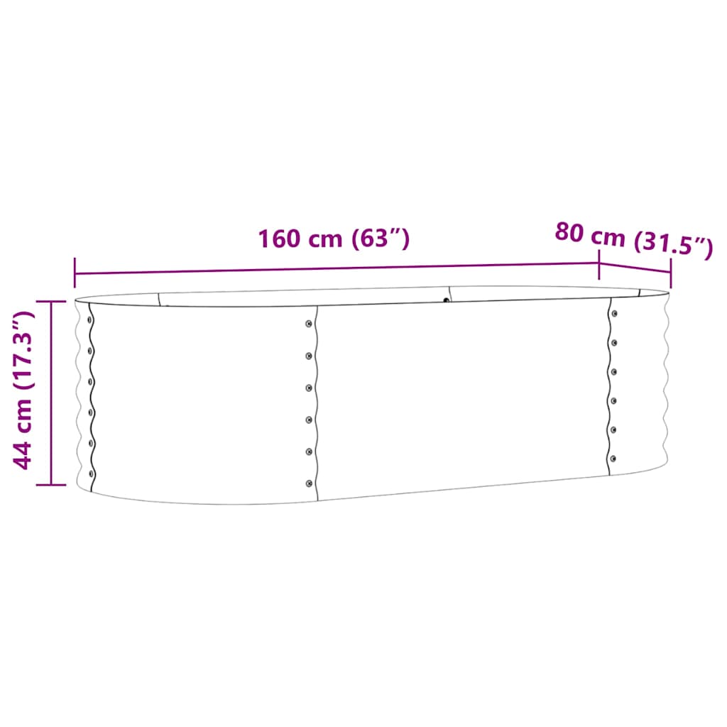 Raised Bed Brown 160 x 80 x 44 cm Steel