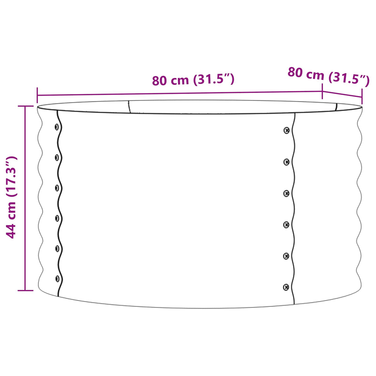 Raised Bed Brown 80 x 80 x 44 cm Steel