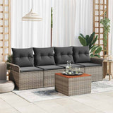 Garden Sofa Set with Cushion 5 pcs Grey Poly Rattan
