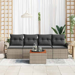 Garden Sofa Set 5 pcs Grey Poly Rattan