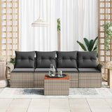 Garden Sofa Set with Cushion 5 pcs Grey Poly Rattan - Side View