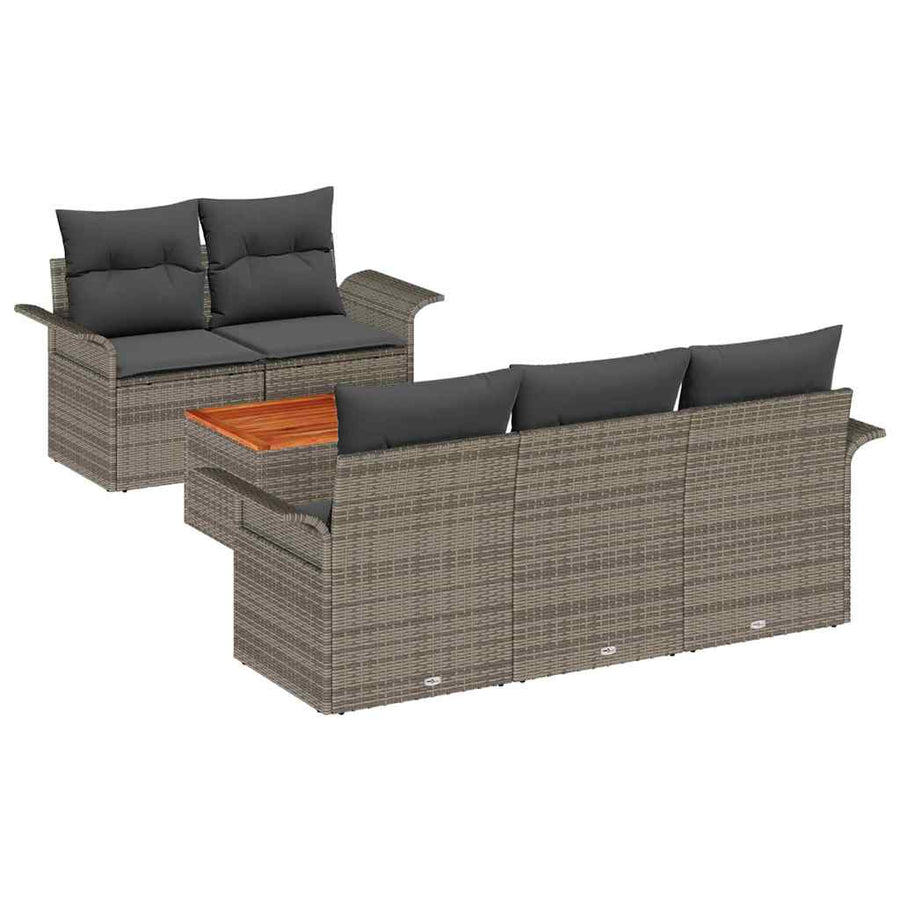 Garden Sofa Set 6 pcs Grey Poly Rattan