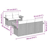 Garden Sofa Set 6 pcs Grey Poly rattan - Low Angle