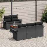 Garden Sofa Set 6 pcs Black Poly rattan - Side View