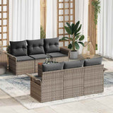 Garden Sofa Set 7 pcs Grey Poly rattan