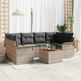Garden Sofa Set 7 pcs Grey Poly rattan