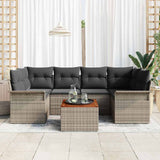 Garden Sofa Set 7 pcs Grey Poly rattan - Side View