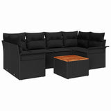 Garden Sofa Set 7 pcs Black Poly rattan - Front View