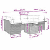 Garden Sofa Set with Cushion 7 pcs Black Poly Rattan
