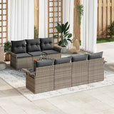 Garden Sofa Set with Cushion 8 pcs Grey Poly Rattan