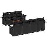 Garden Sofa Set 8 pcs Black Poly rattan - Front View