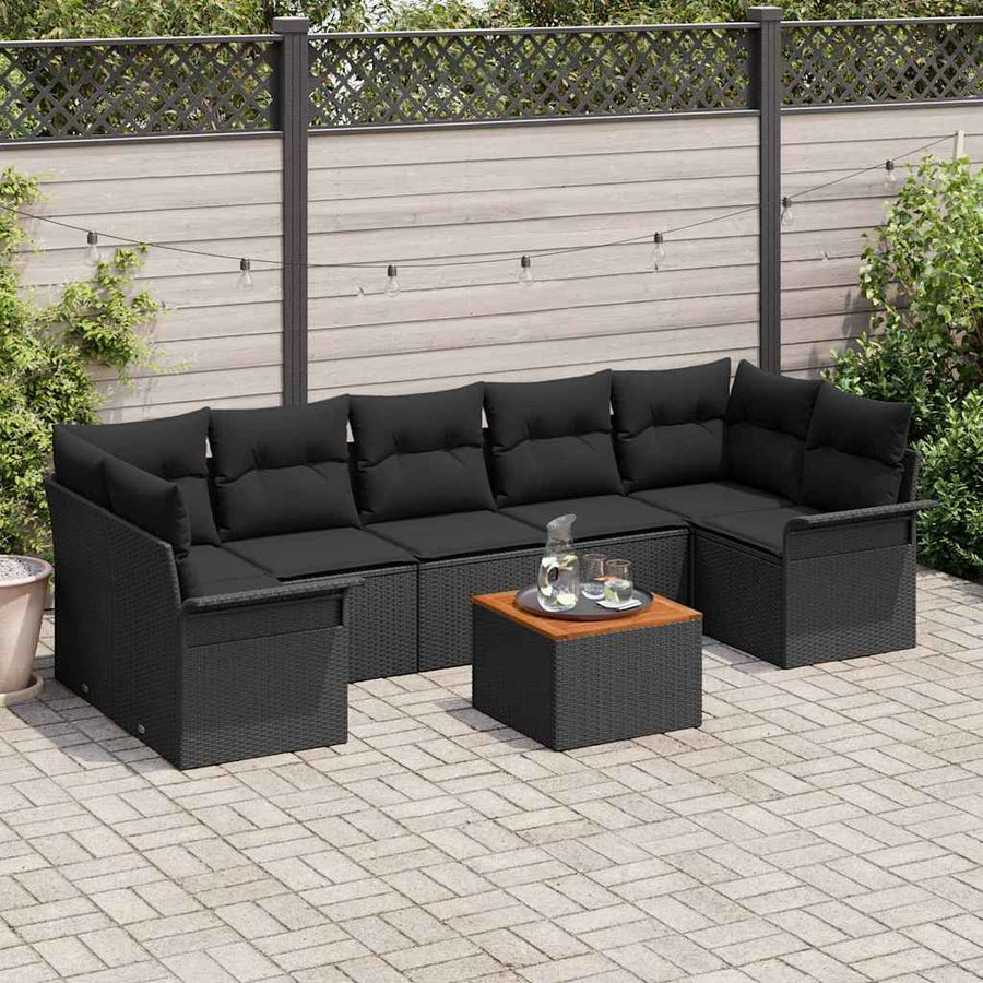 Garden Sofa Set 8 pcs Black Poly Rattan